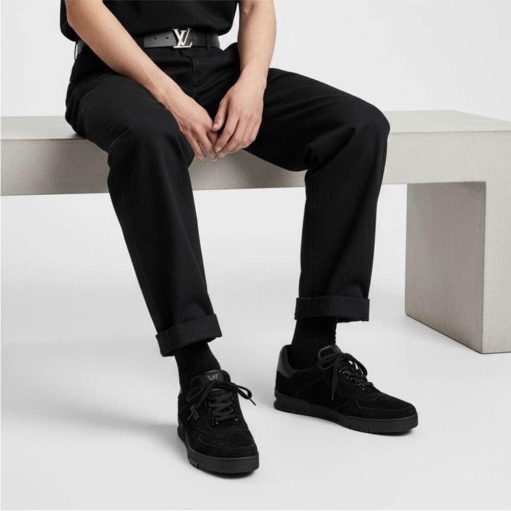 Louis Vuitton Virgil Abloh Black Suede Low Top Sneakers Men’s 9.5 - Picture 2 of 10